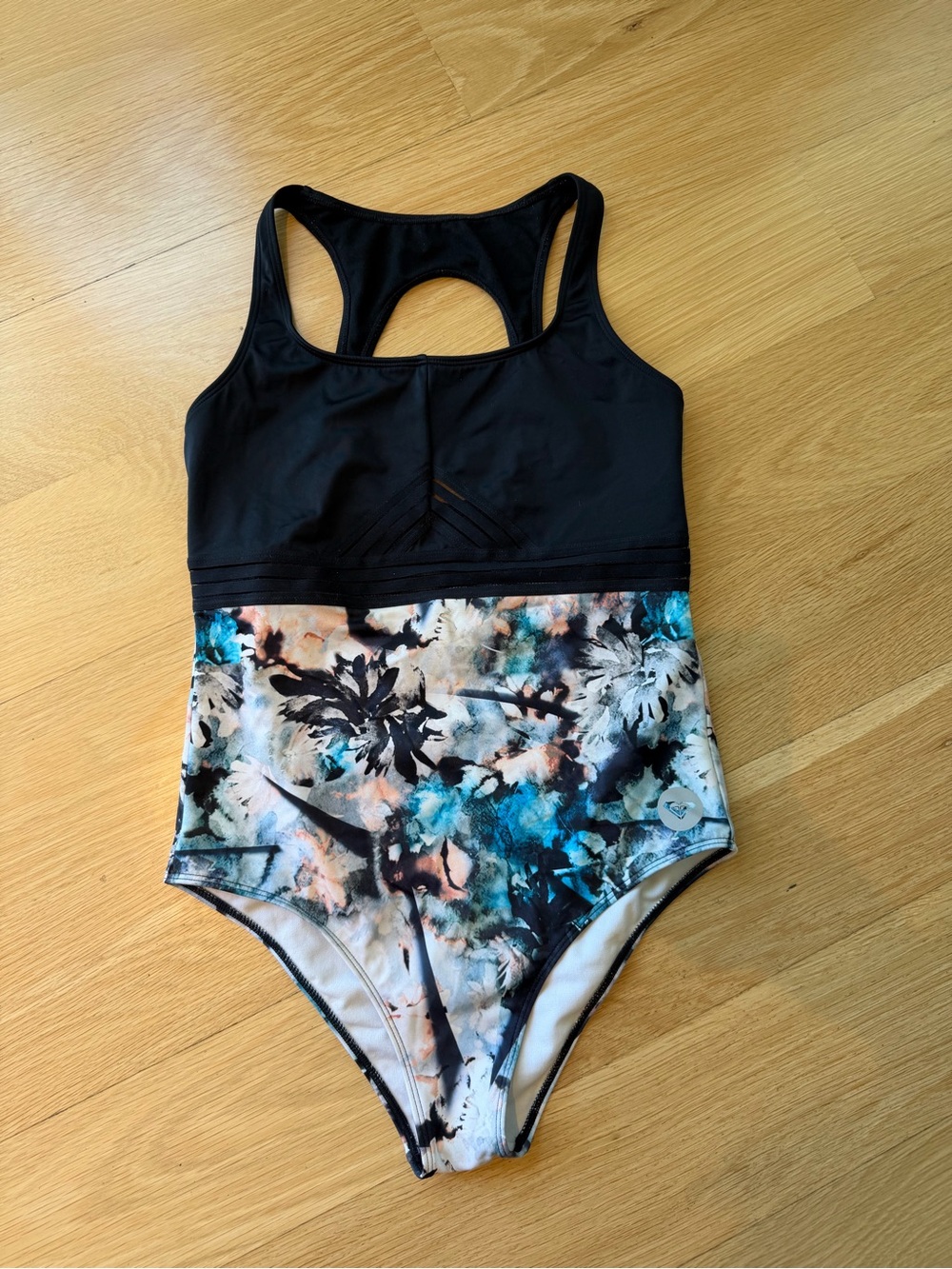 Black & Floral Roxy Small One-Piece Swimsuit - Women